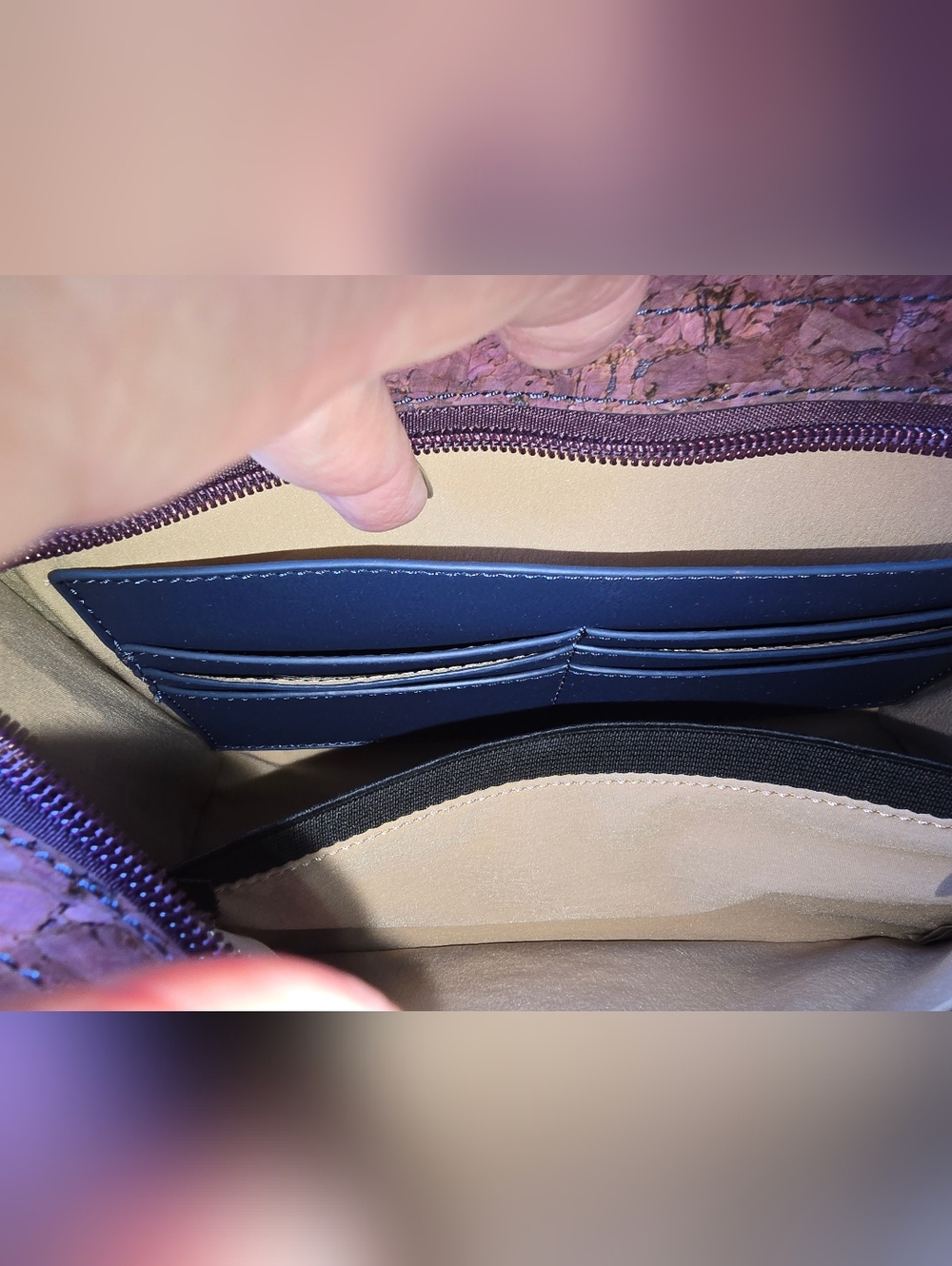NWOT (3) Crossbody Cork Leather Shoulder Bags-Red, Mauve & Mustard By Evolution - Picture 6 of 14